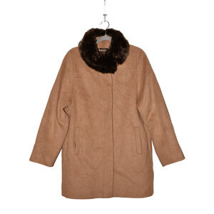 JONES NEW YORK $228 Wool Blend Faux‎ Fur Collar Heavy Coat Size 8
